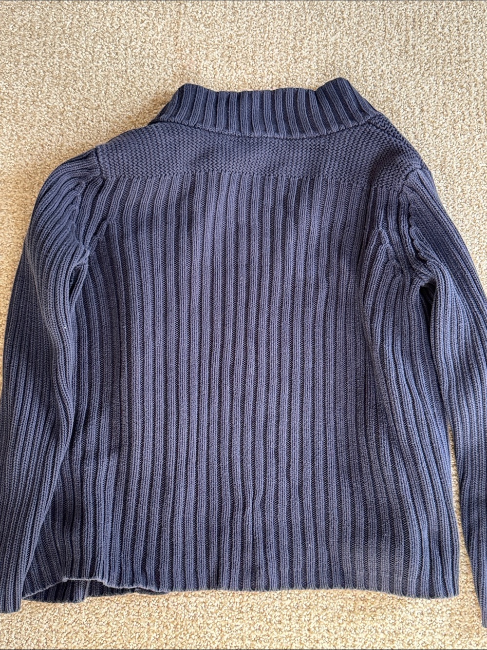 Talbots Women's Navy Ribbed Button-Front Sweater - Picture 4 of 4